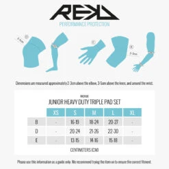 REKD Junior Heavy Duty Skateboard Skate Scooter BMX Triple Pad Set - Black -Skate Warehouse 1d5088c5 1853 4677 8b1a 4f6ea966e3fb