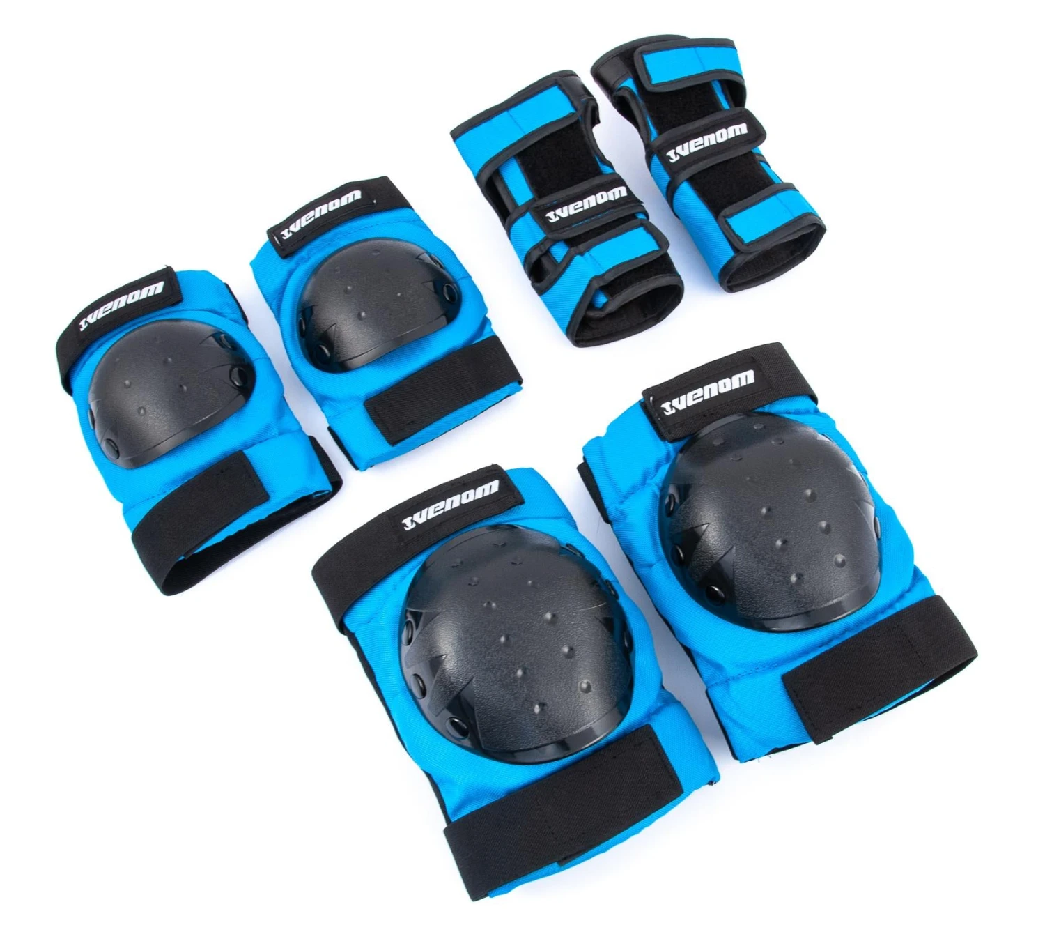 Venom Triple Knee/Elbow/Wrist Pad Set - Blue Black 1 Venom Triple Knee/Elbow/Wrist Pad Set - Blue Black