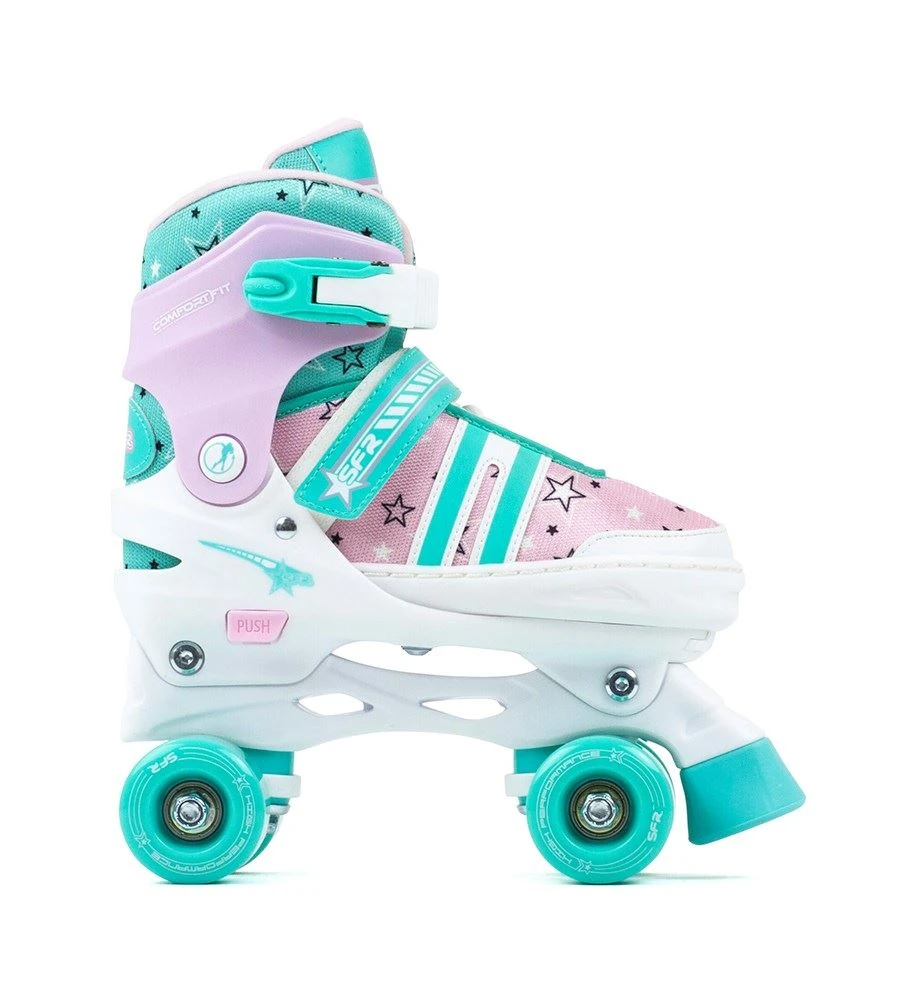 SFR Spectra Adjustable Children's Quad Skates - Pink / Green 2 SFR Spectra Adjustable Children's Quad Skates - Pink / Green - Image 2