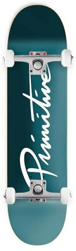 Primitive Nuevo Script Core Deck Teal X Venom Custom Complete Skateboard - 7.75"