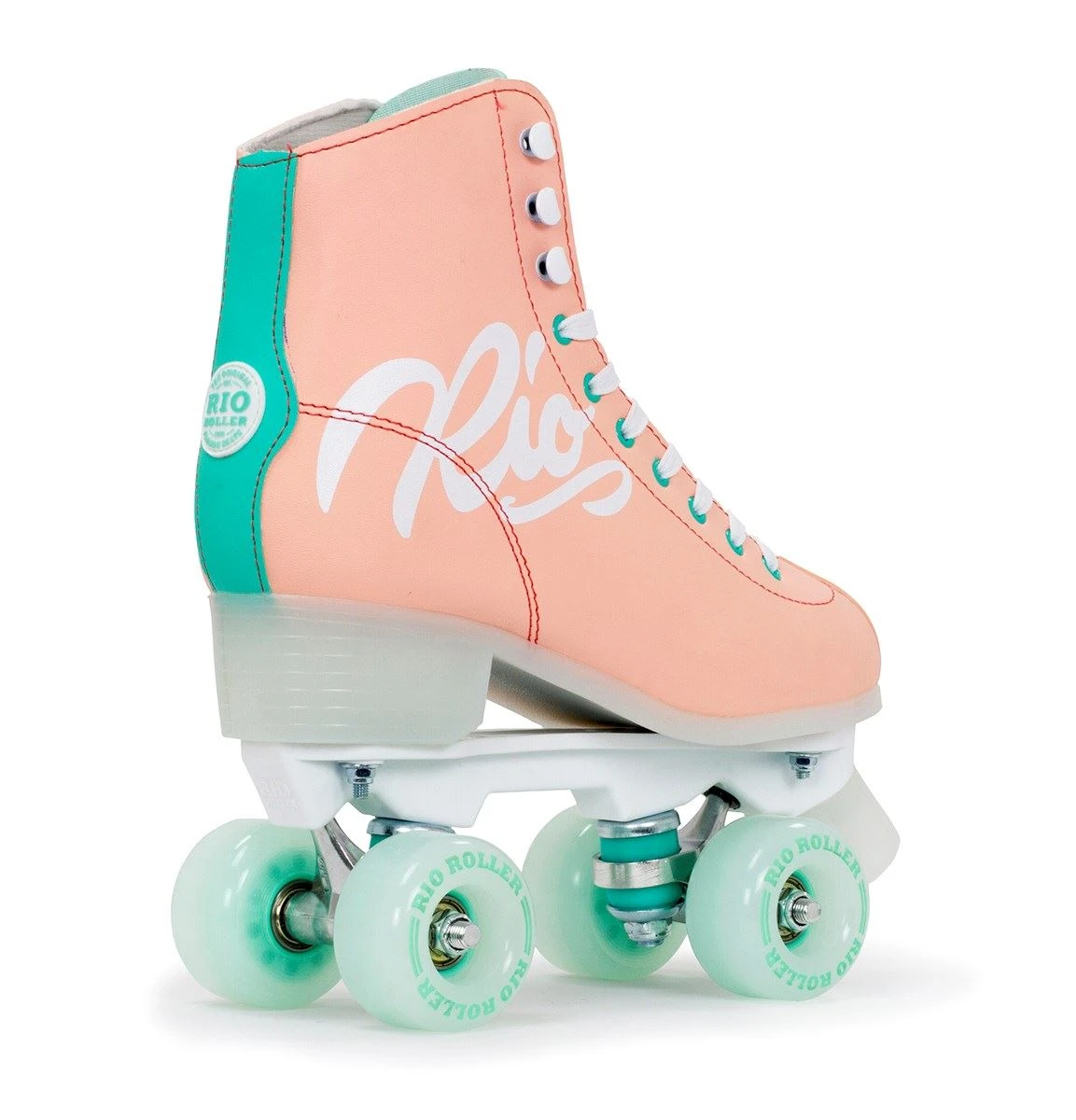 Rio Roller Script Quad Skates - Peach / Green 3 Rio Roller Script Quad Skates - Peach / Green - Image 3