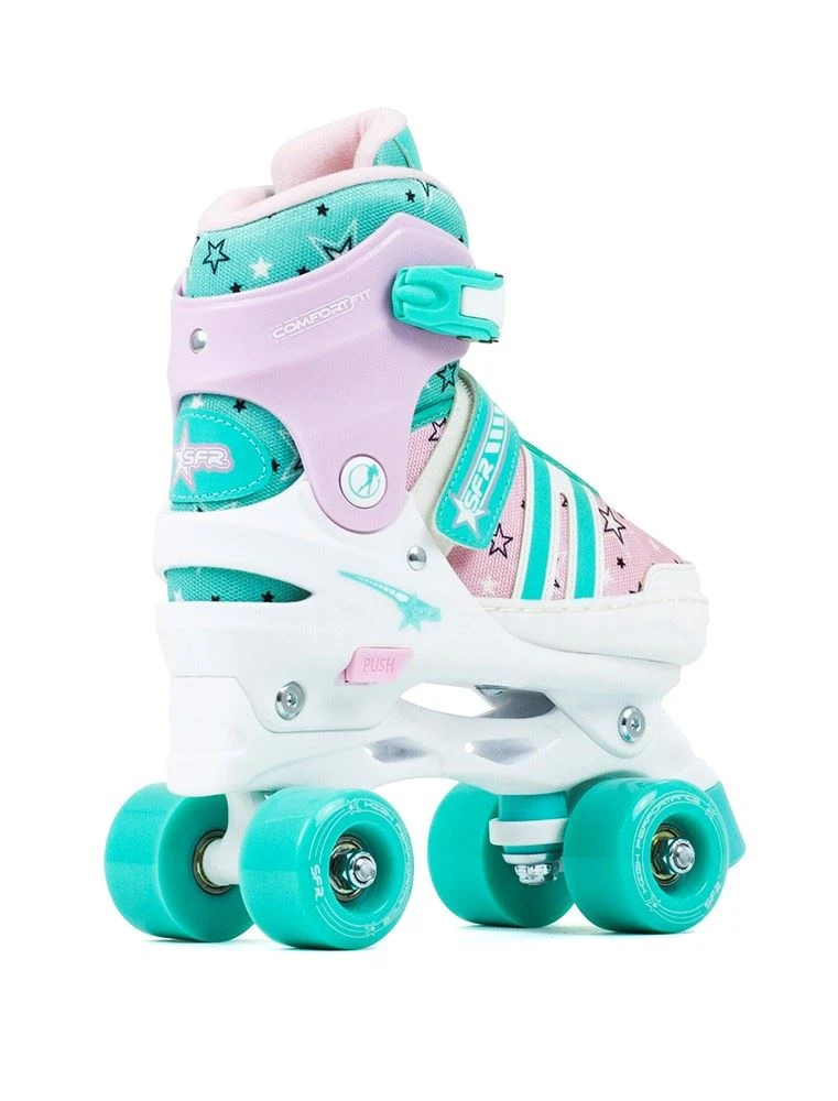 SFR Spectra Adjustable Children's Quad Skates - Pink / Green 3 SFR Spectra Adjustable Children's Quad Skates - Pink / Green - Image 3