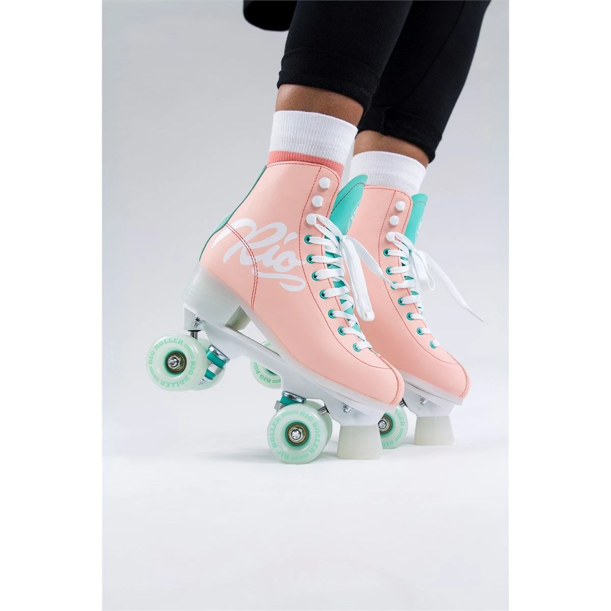 Rio Roller Script Quad Skates - Peach / Green 6 Rio Roller Script Quad Skates - Peach / Green - Image 6