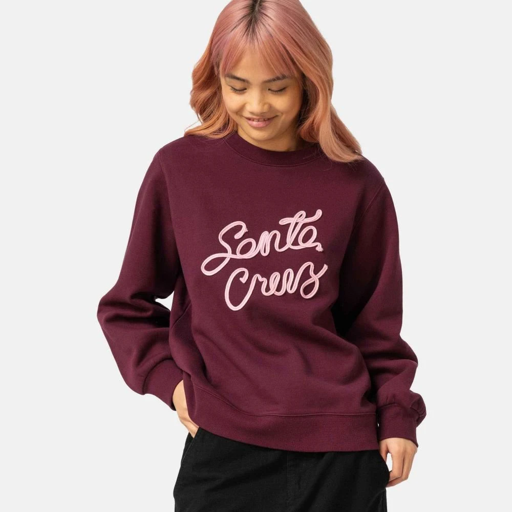 Santa Cruz Womens Crew Ribbon Script Front Crew - Dark Cherry 2 Santa Cruz Womens Crew Ribbon Script Front Crew - Dark Cherry - Image 2