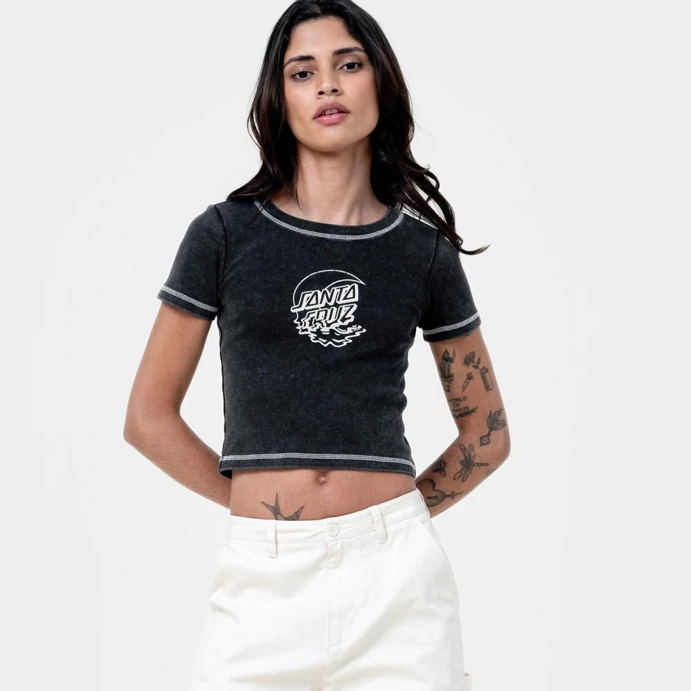 Santa Cruz Womens T-Shirt Moon Dot Reflection Front - Black Acid Wash 1 Santa Cruz Womens T-Shirt Moon Dot Reflection Front - Black Acid Wash