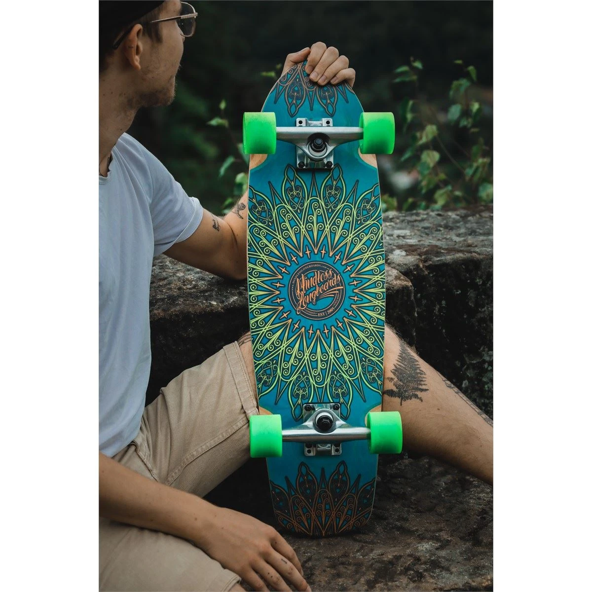 Mindless Mandala Blue Cruiser Skateboard - 8.125" X 28" 9 Mindless Mandala Blue Cruiser Skateboard - 8.125" X 28" - Image 9