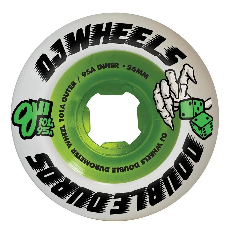 OJ Double Duro Skateboard Wheels Double Duro 101a/95a - White / Green 1 OJ Double Duro Skateboard Wheels Double Duro 101a/95a - White / Green