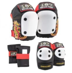 187 Killer Pads Adult Six Pack Set Caballero - Black / Red / Gold