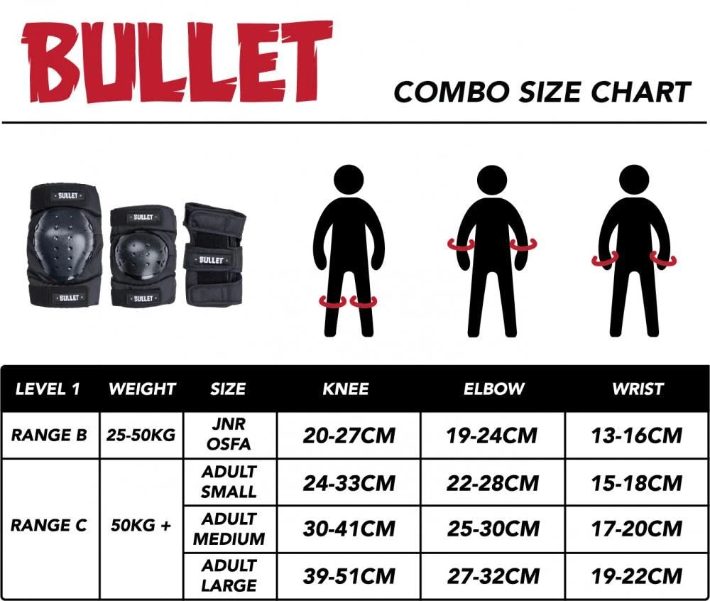 Bullet Triple Padset Standard Combo Junior OSFA - Black 2 Bullet Triple Padset Standard Combo Junior OSFA - Black - Image 2