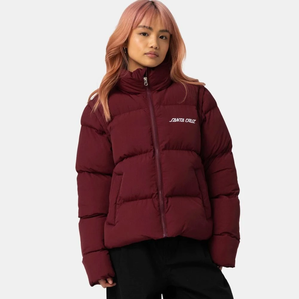 Santa Cruz Womens Jacket Strip 2 In 1 Quilted Jacket - Dark Cherry 5 Santa Cruz Womens Jacket Strip 2 In 1 Quilted Jacket - Dark Cherry - Image 5
