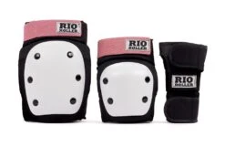 Rio Roller Skate Triple Pad Set - Black / Rose