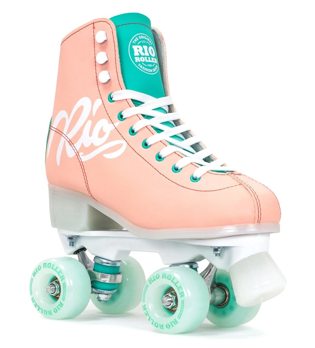 Rio Roller Script Quad Skates - Peach / Green 1 Rio Roller Script Quad Skates - Peach / Green