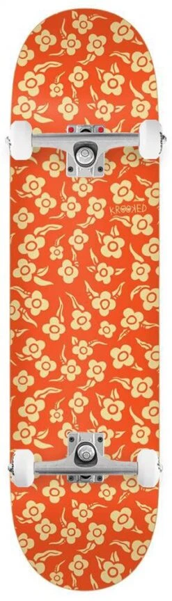 Krooked PP Flowers Orange Custom Complete Skateboard - 8.06"