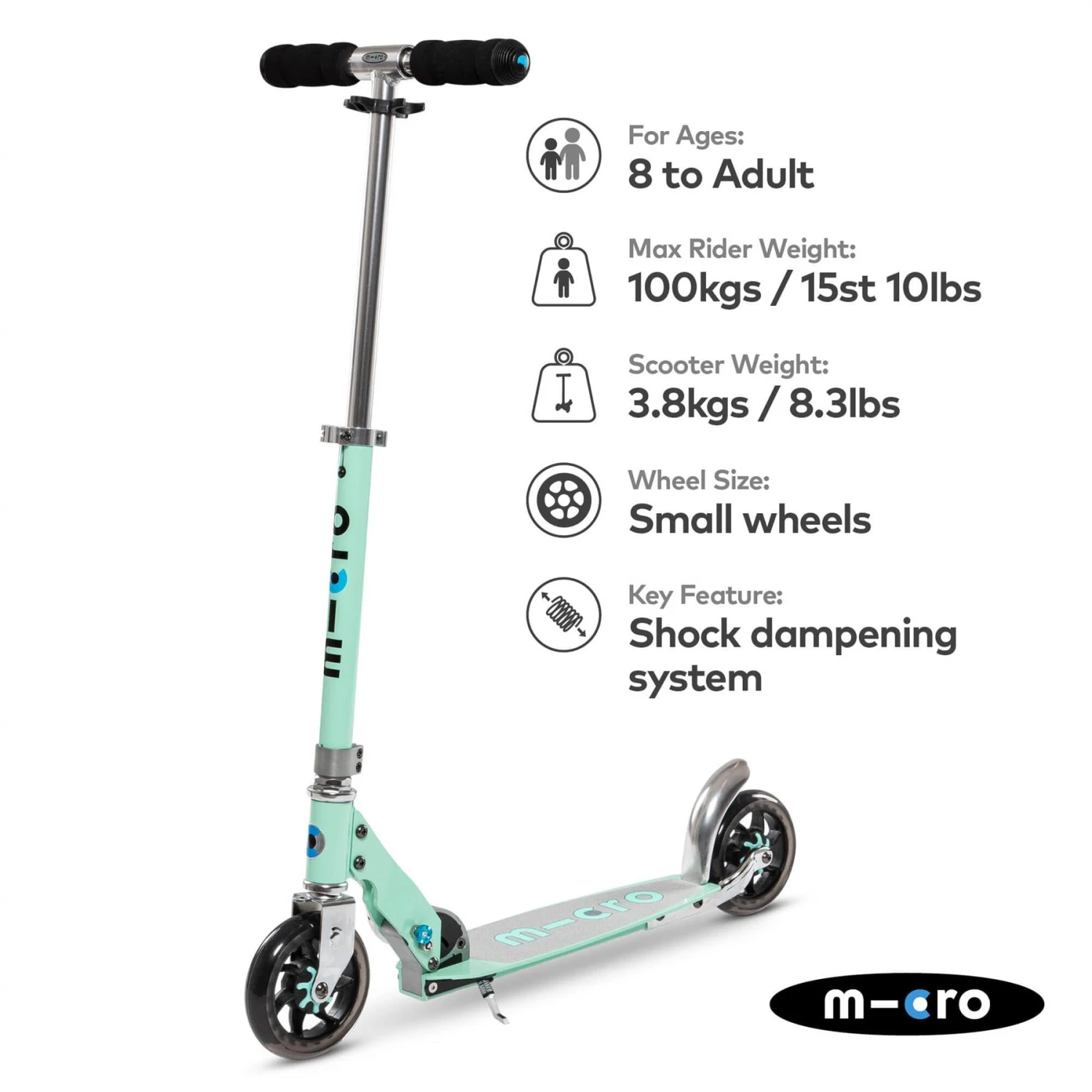 Micro Speed Classic Mint Scooter 2 Micro Speed Classic Mint Scooter - Image 2