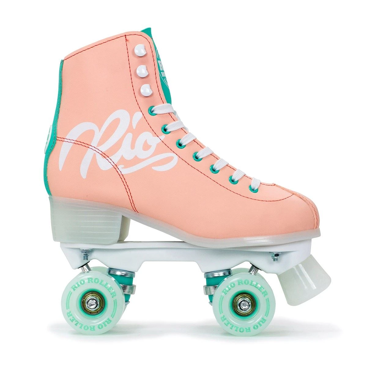 Rio Roller Script Quad Skates - Peach / Green 2 Rio Roller Script Quad Skates - Peach / Green - Image 2